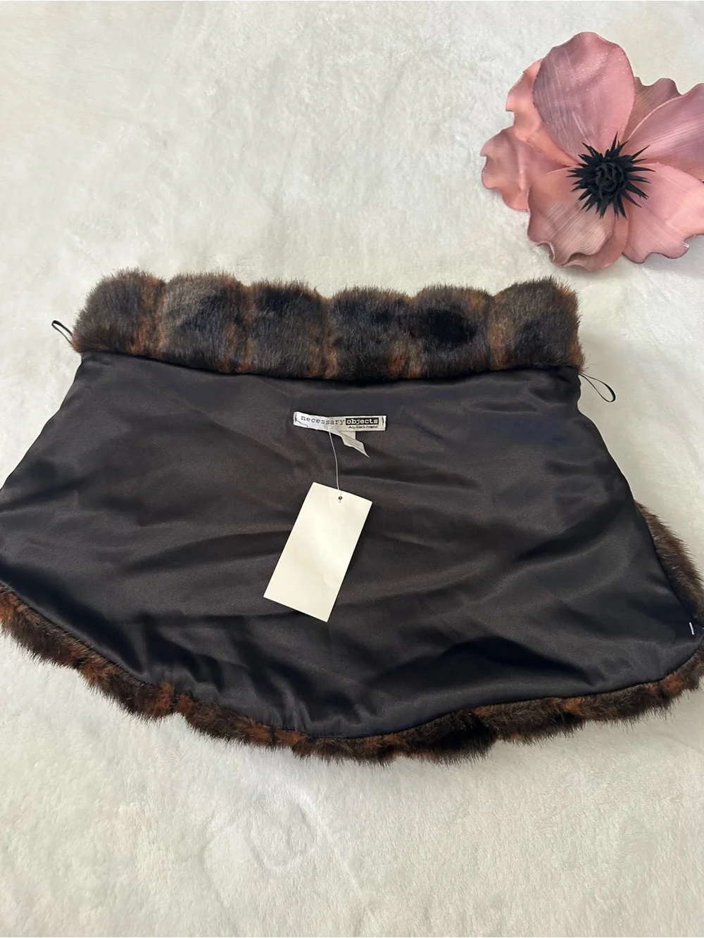 NWT Necessary Object Faux Fur Shrug Stole Women One Size Brown